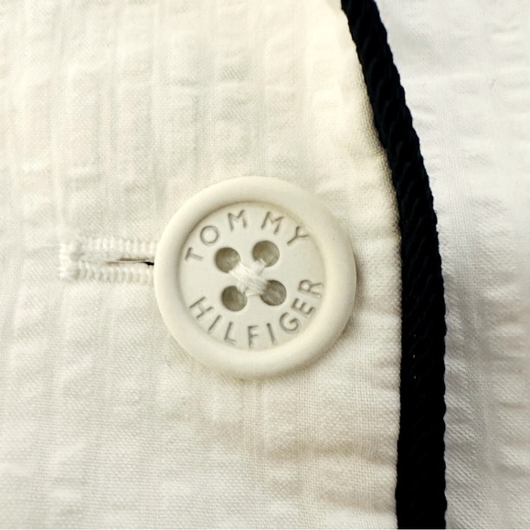 Tommy Hilfiger seersucker white blazer jacket with black piping Size 6 - Picture 10 of 13